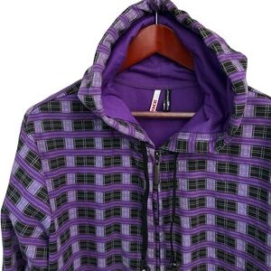 Bongo Purple Plaid Zip Hoodie 3X